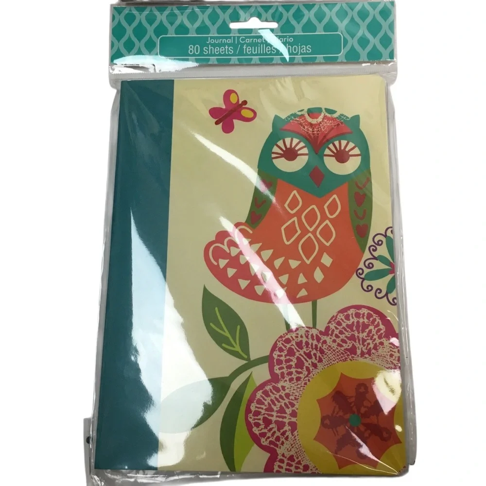 Planner Kit Stationery Set Owl Journal Sticky Notes Orange Pink Floral Dots NWT